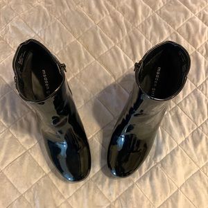 Madden Girl shiny patent platform ankle bootie